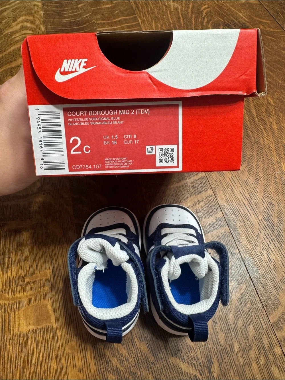 Nike Toddler Navy and White High-Top Sneakers